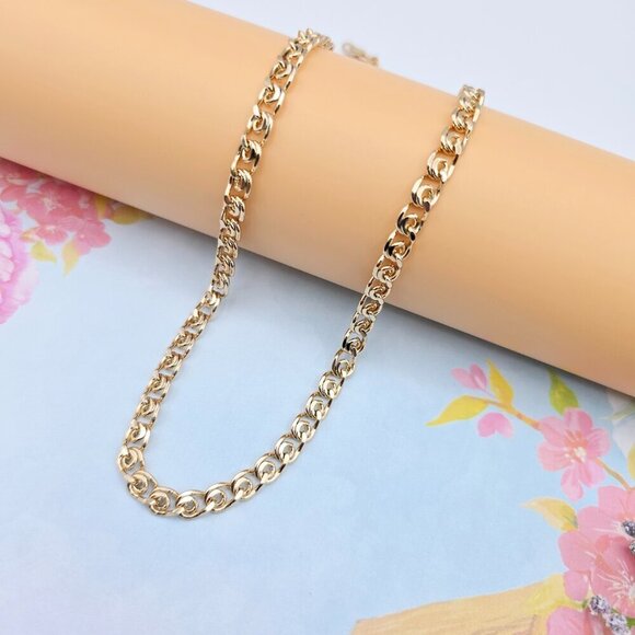 Polished Rose Gold Round Curb Chain Necklace, 19.7 Inch Unisex, XPNL0087 - Picture 4 of 12